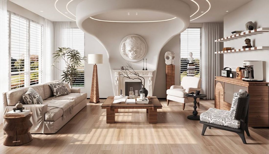Living room laid with Wood Origins vinyl plank flooring